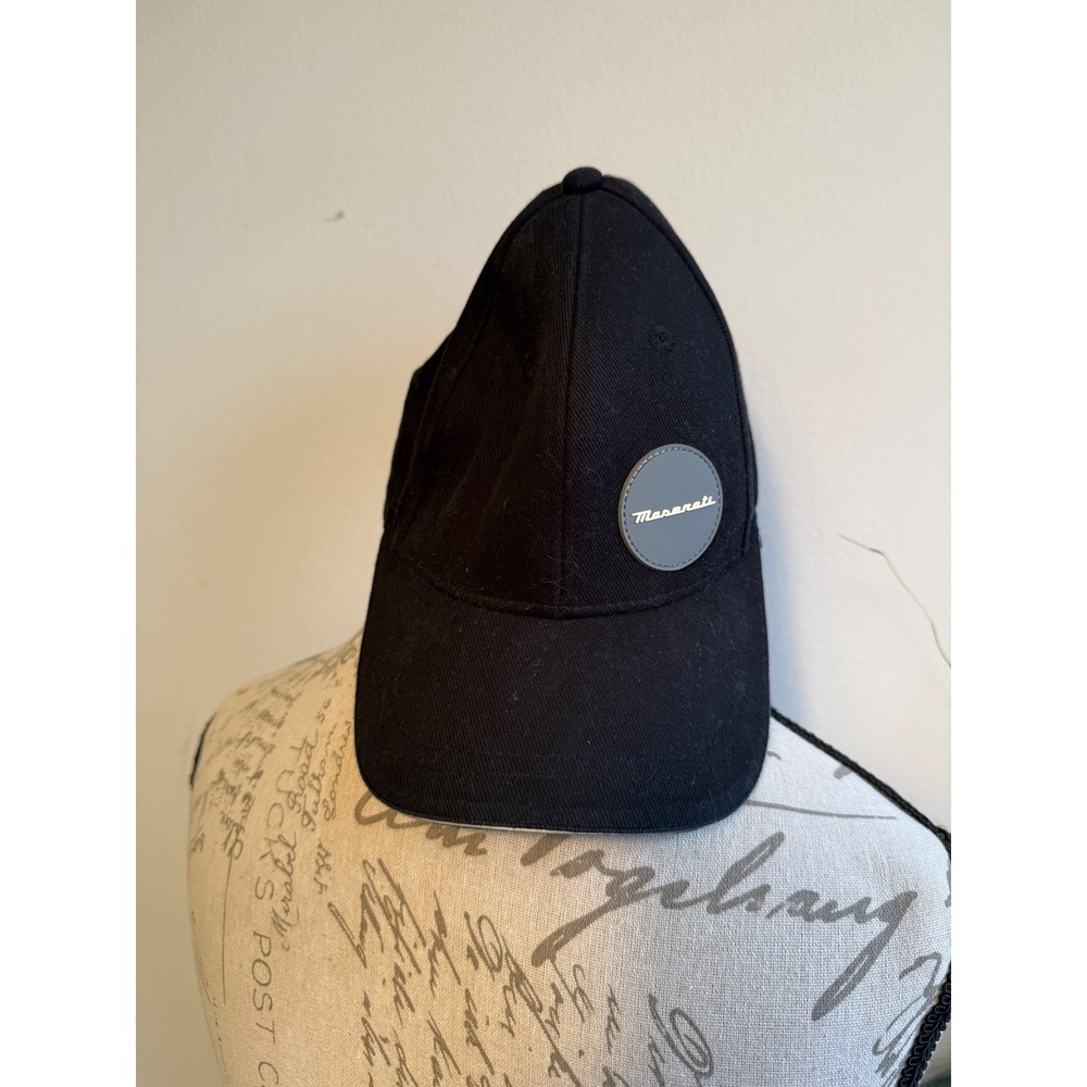 Maserati Black Cotton Baseball Cap‎ Adjustable Strapback Trident Logo Hat Mens